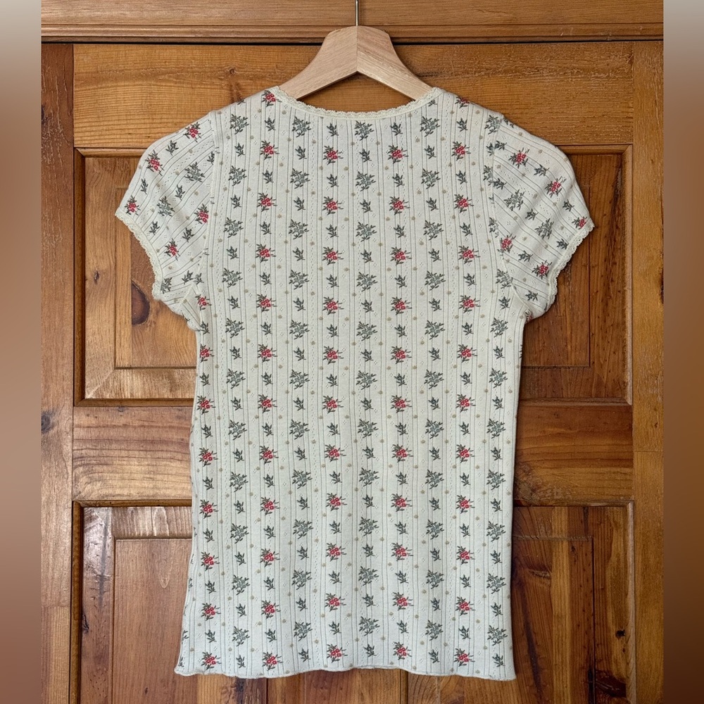 Rare Like New Doen floral cotton T-shirt size Small - Picture 5 of 7